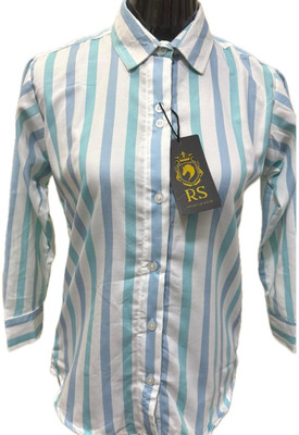 RS FASHION Women Striped Casual Blue Shirt