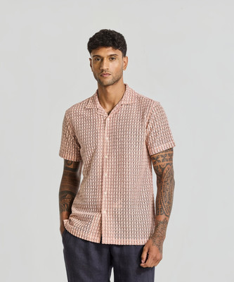 Snitch Men Geometric Print Casual Purple Shirt