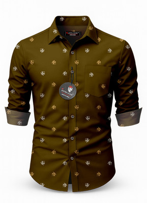 VASTRAHOUSE Men Printed Casual Dark Green Shirt