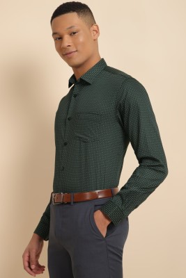 Allen Solly Men Printed Formal Dark Green, White Shirt