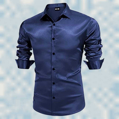 Eluyaana Fashion Men Washed Casual Blue Shirt