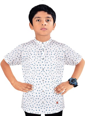 MADE IN THE SHADE Boys Self Design Casual White, Blue Shirt