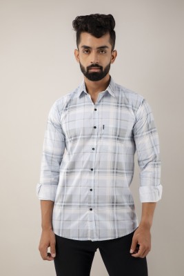 TANISHQGARMENTS Men Checkered Casual White, Black, Light Blue Shirt