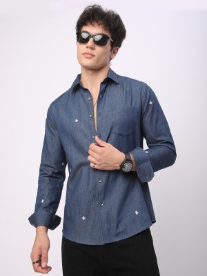 VASTRADO Men Solid Casual Dark Blue Shirt