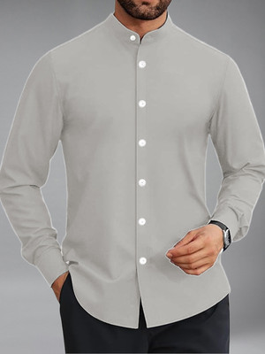 UNIFAV Men Solid Casual Grey Shirt