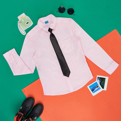 YU by Pantaloons Boys Solid Casual Pink Shirt