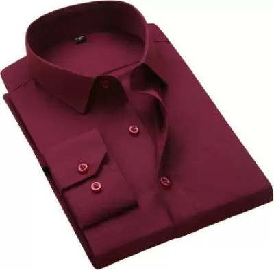 fashion corner Men Solid Formal Maroon Shirt
