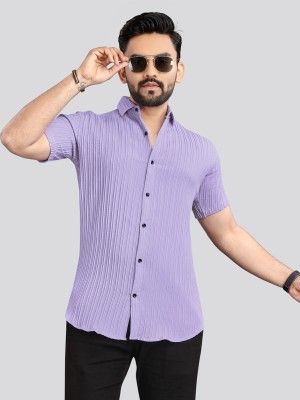 NIVICK Men Self Design Casual Purple Shirt