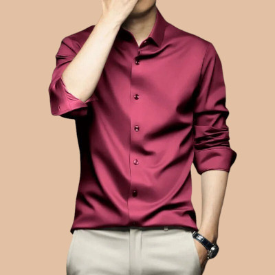 SATADHAR ENTERPRISES Men Solid Casual Maroon Shirt