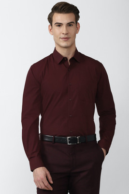 PETER ENGLAND Men Solid Formal Maroon Shirt