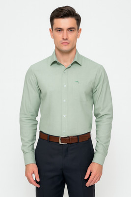 JUMP USA Men Solid Formal Green Shirt