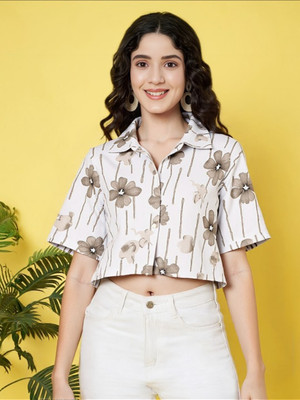 PERFECT PRODUCTIONS Women Floral Print Casual White Shirt