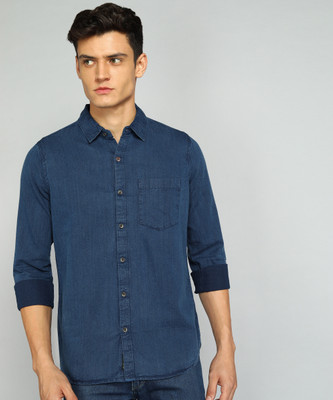 WROGN Men Striped Casual Blue Shirt