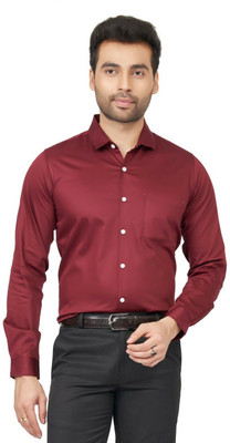 KESHAV SRUSHTI Men Solid Formal Maroon Shirt