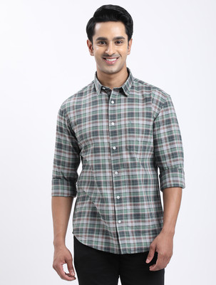 INDIAN TERRAIN Men Checkered Casual Green Shirt