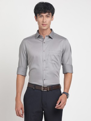 TURTLE Men Solid Formal Grey Shirt