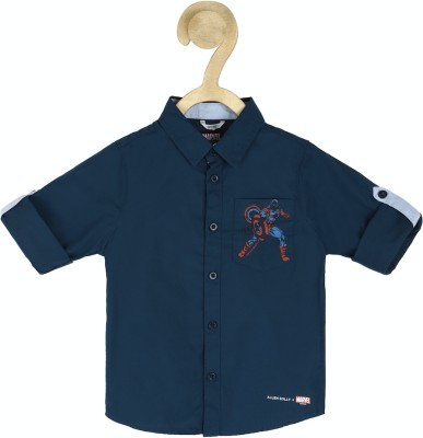 Allen Solly Boys Printed Casual Dark Blue Shirt