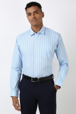 PETER ENGLAND Men Striped Formal Blue Shirt