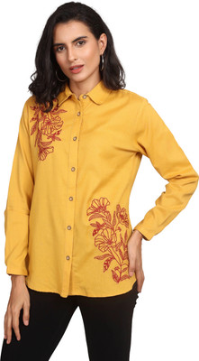 MODYNE Women Printed Casual Yellow Shirt