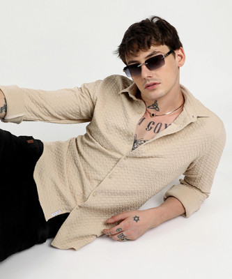 CAMPUS SUTRA Men Checkered Casual Beige Shirt