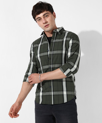 CAMPUS SUTRA Men Solid Casual Dark Green, White, Black Shirt