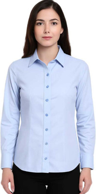 ZUNAIRA GARMENTS Women Solid Formal Blue Shirt