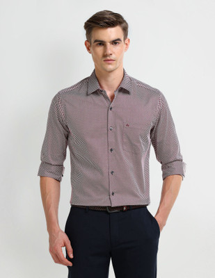 ARROW Men Geometric Print Formal Red Shirt