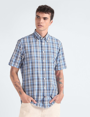 TOMMY HILFIGER Men Checkered Casual White Shirt