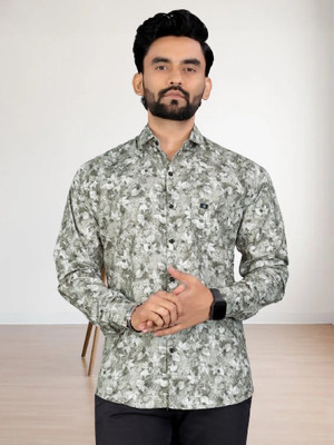 ALVIN ENTERPRISE Men Printed Formal Light Green Shirt