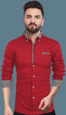 Sky Global Men Solid Casual Red Shirt