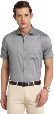 TURTLE Men Self Design Formal Grey Shirt