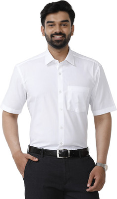 Uathayam Men Solid Formal White Shirt