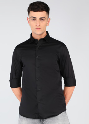 FLYING MACHINE Men Solid Casual Black Shirt