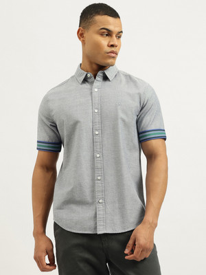 United Colors of Benetton Men Solid Casual Grey Shirt