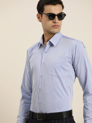 Hancock Men Solid Formal Light Blue Shirt