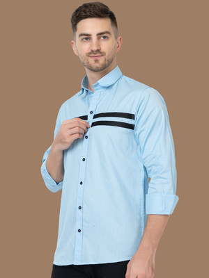 Modernity Men Checkered Casual Light Blue Shirt
