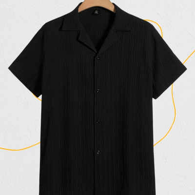 Dharamraj Fashion Men Self Design Casual Black Shirt