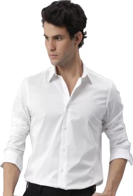 Wristy Men Solid Casual White Shirt