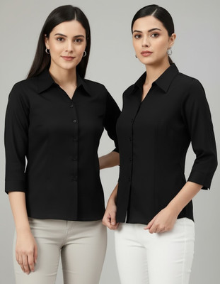 Prieto Women Solid Formal Black Shirt