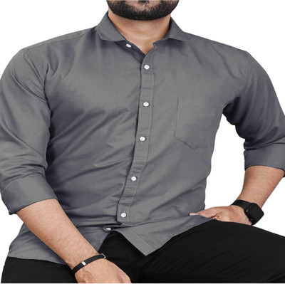 CLOSWIF CREATIONS Men Solid Casual Grey Shirt