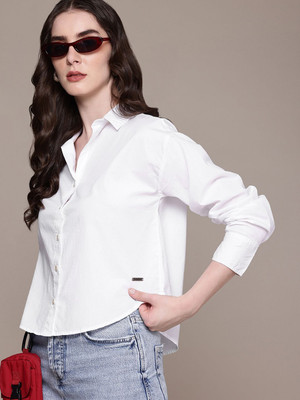 Roadster Women Solid Casual White Shirt