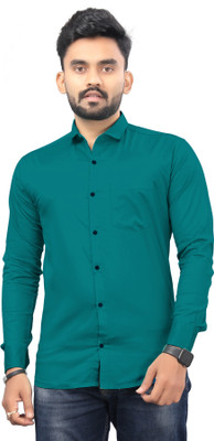 SOLSTICE Men Solid Casual Blue Shirt