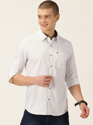 THOMAS SCOTT Men Self Design Casual White, Black Shirt