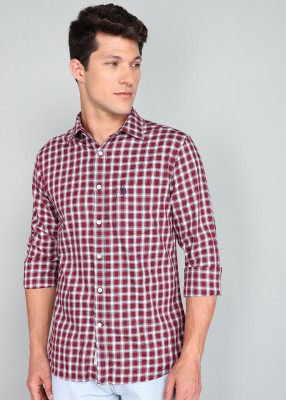 U.S. POLO ASSN. Men Checkered Casual Red Shirt