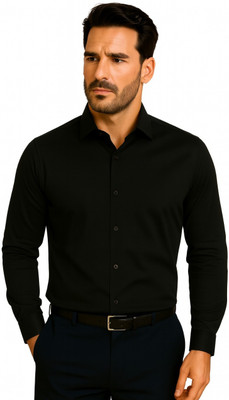 Henry Castle & Co Men Solid Formal Black Shirt