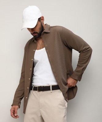 CAMPUS SUTRA Men Self Design Casual Brown Shirt
