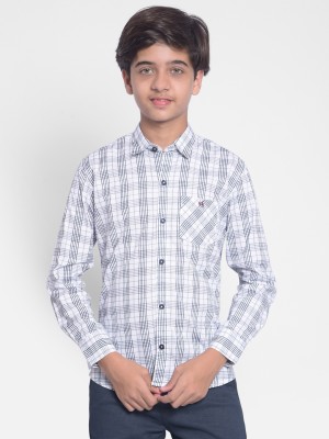 CRIMSOUNE CLUB Boys Checkered Casual White Shirt