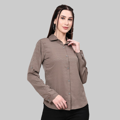 SliqueApparels Women Solid Casual Brown Shirt