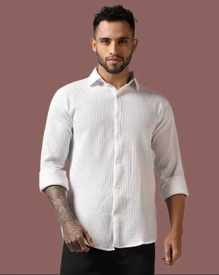 Dada Cretion Men Self Design Casual White Shirt