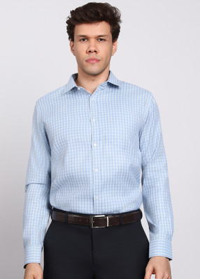 PARK AVENUE Men Checkered Formal Blue, White Shirt